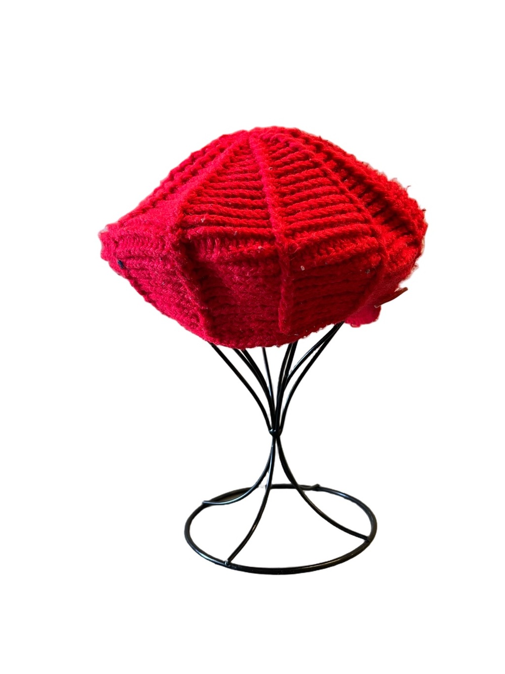 Vintage Hand Knit Cabbie NewsBoy Baker Boy Hat - Picture 4 of 10